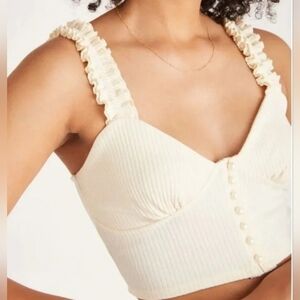 Backyard Roses Dacey Ruffled Top Cupped Bustier/Rib Knit Camisol Size XL